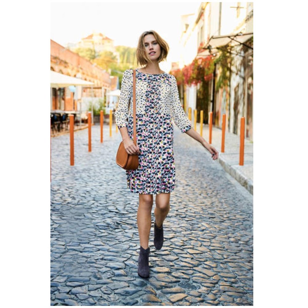 BOHO CHIC - FALL VIBES- Boden Hotchpotch Poppy Meadow Pintuck Dress  US 14